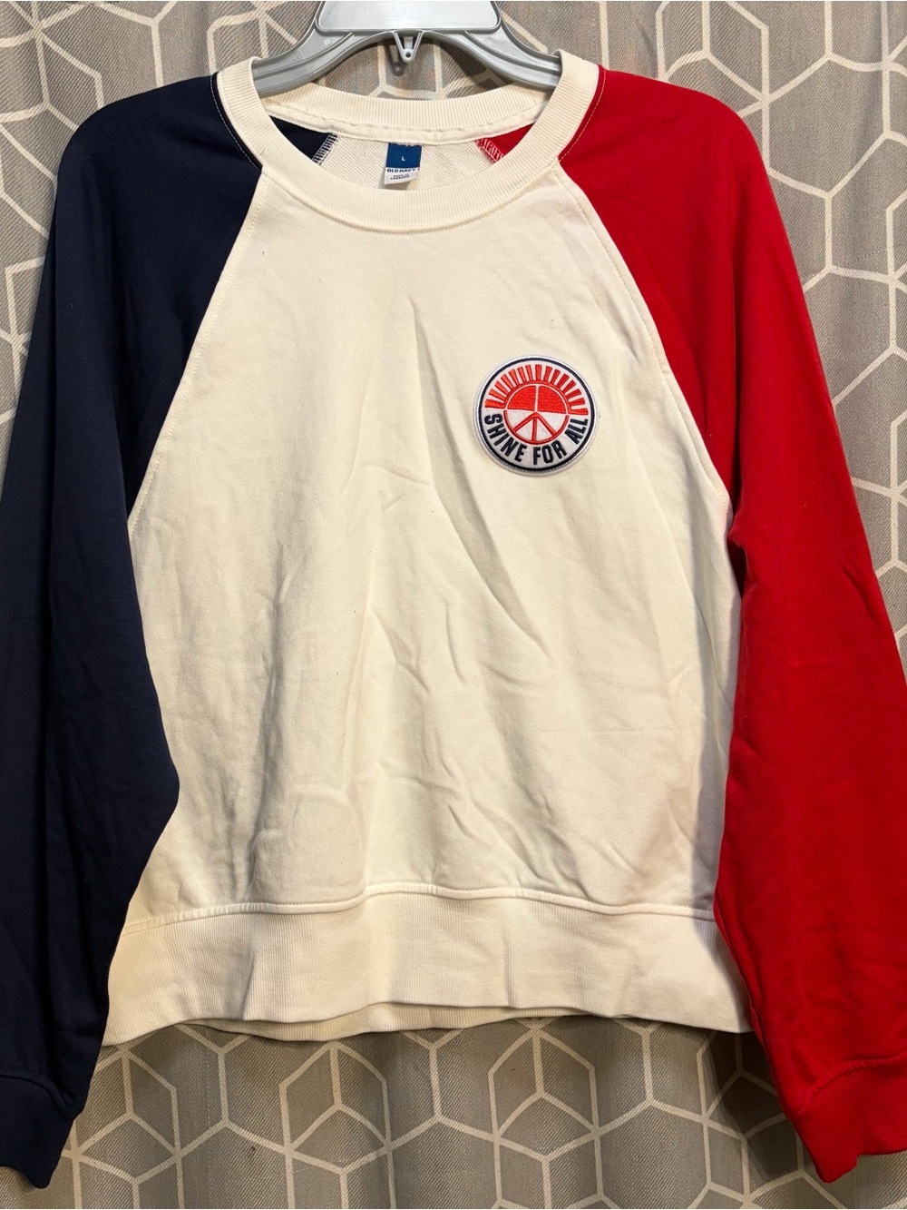 Old Navy Colorblock Crewneck Sweater - White, Red, Navy